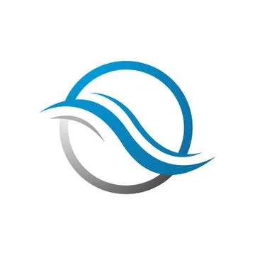Modern Water Waves logo Design of blue ocean sign Vector icon Template Stock Illustration