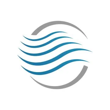 Modern Water Waves logo Design of blue ocean sign Vector icon Template Stock Illustration