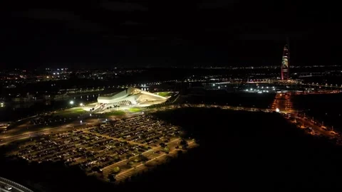Modern Waterfront Development in Rabat at Night, Morocco 库存影片 341386521