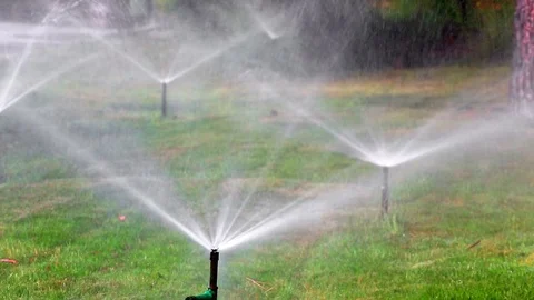 Modern watering system Stock Footage 80048058