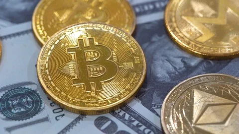 Modern way of exchange. Bitcoin is convenient payment Stockbeeldmateriaal 125797513
