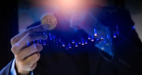 Modern way of exchange. Bitcoin is convenient payment in global economy mar.. Stock Photos