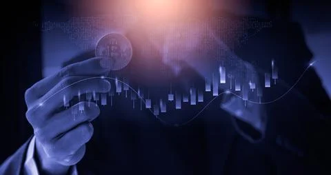 Modern way of exchange. Bitcoin is convenient payment in global economy mar.. Stock Photos