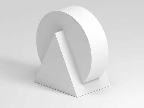 Modern wbite abstract geometric sculpture, geometric art, 3d render Illustrazione stock