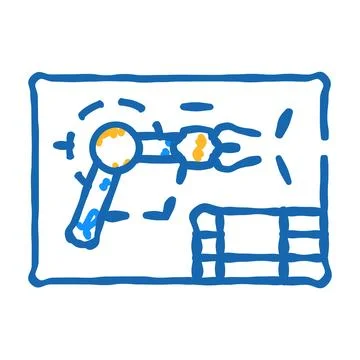 Modern weapon plan icon doodle illustration Illustrazione stock