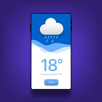 Modern Weather Forecast Mobile Application User Interface Stock Illustration