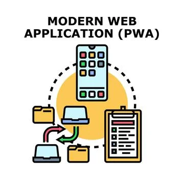 Modern web application pwa developing technology concept Stock Illustration