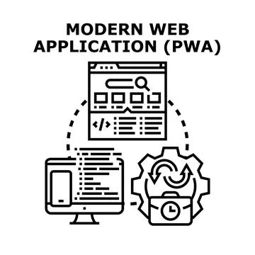 Modern web application pwa developing technology concept Stock Illustration