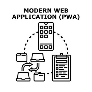 Modern web application pwa developing technology concept Stock Illustration