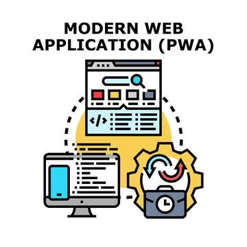 Modern web application pwa developing technology concept Stock Illustration