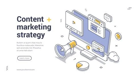 Modern web banner template highlighting content marketing strategy concepts 스톡 일러스트
