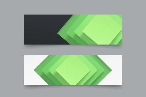 Modern web banners realistic design in set Stock Illustration