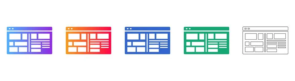Modern Web Browser Layout Icon Set: Website Content Display Graphic イラスト素材