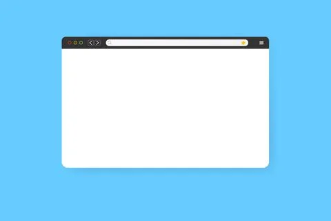 Modern web browser window design isolated on blue background. Web window screen Illustrazione stock