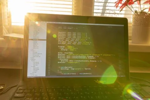 Modern web development background. Abstract pieces of PHP code Stock-Fotos