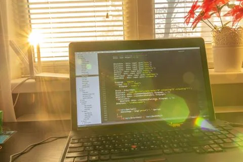 Modern web development background. Abstract pieces of PHP code Foto stock