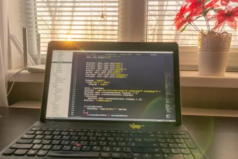 Modern web development background. Abstract pieces of PHP code 스톡 사진