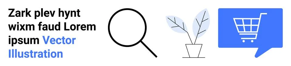 Modern Web Elements Design with Search Icon, Plant, and Shopping Cart in Sp.. 스톡 일러스트