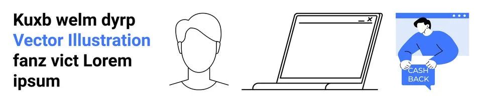 Modern Web Elements with Laptop, User Avatar, and Cashback Concept 库存插图