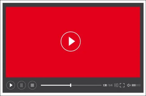 Modern web flat video player interface - vector Stock Illustration