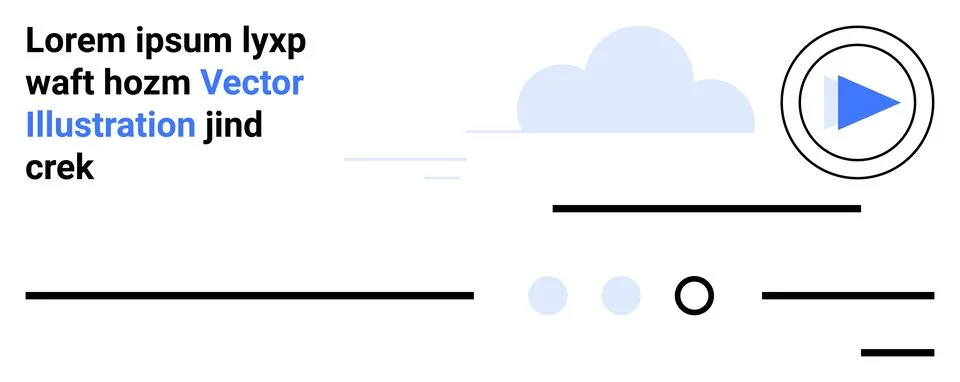 Modern Web Interface with Play Button, Text Elements, and Minimalist Design Stock Illustration