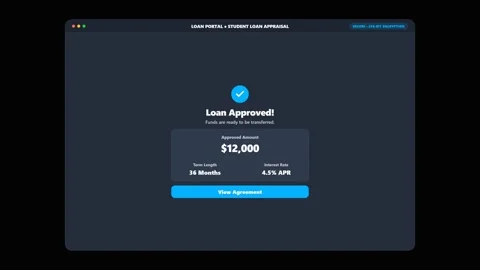 Modern web interface for student loan appraisal and approval process. 4K Stock Footage 345778533