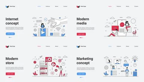 Modern Web Template Concepts for Various Sectors Internet, Media, Storefronts Stock Illustration