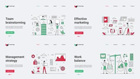 A modern web template designed for team brainstorming sessions and effective Stock Illustration