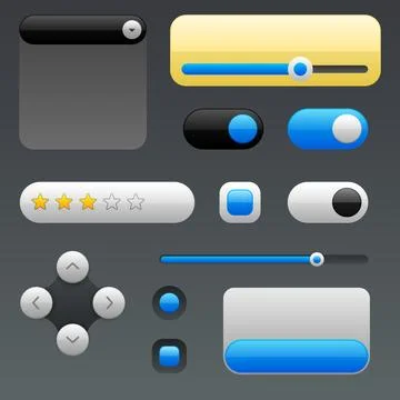Modern Web UI Kit Buttons Sliders Controls Interface Elements Stock Illustration