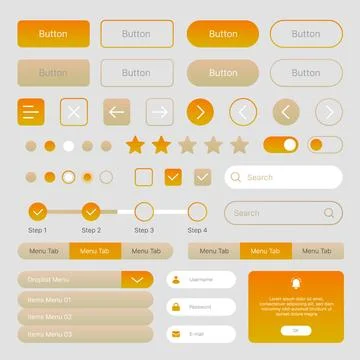 Modern Web UI Toolkit Buttons Icons Sliders Interface Elements Stock Illustration