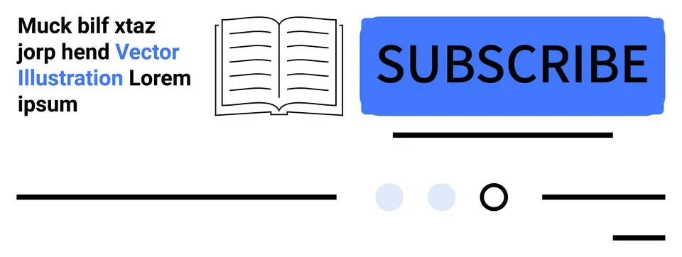 Modern Webpage Template with Subscribe Button, Text Sample, and Open Book Ico Stock Illustration