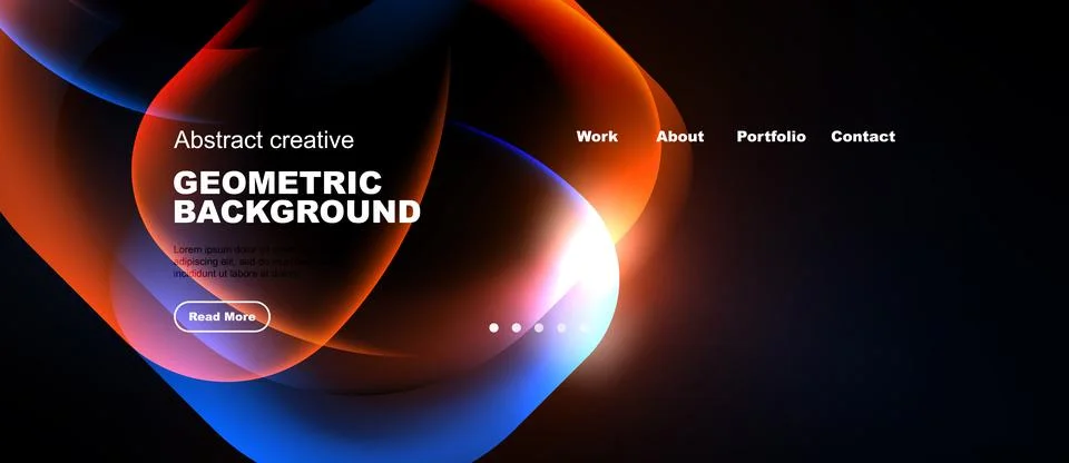 Modern website banner design. Dynamic shapes, vibrant colors, text overlay, Stock Illustration