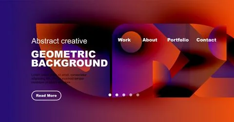 Modern website design. Abstract shapes, vibrant colors, navigation menu present. 库存插图
