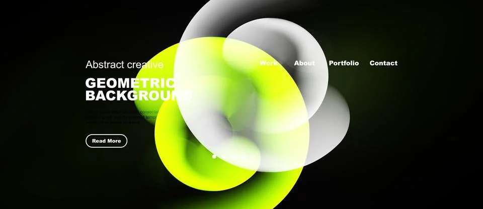 Modern website design. Abstract shapes, vibrant colors, dark background. 스톡 일러스트