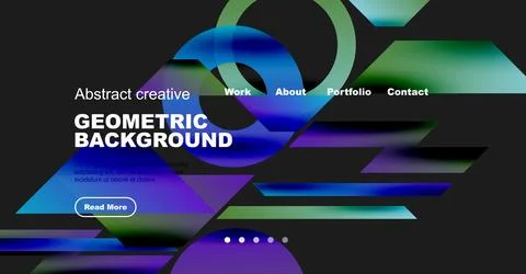 Modern website design features abstract shapes, vibrant colors, text overlay. Stock Illustration