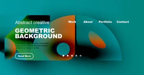 Modern website design features abstract geometric shapes, vibrant colors, text Stock Illustration