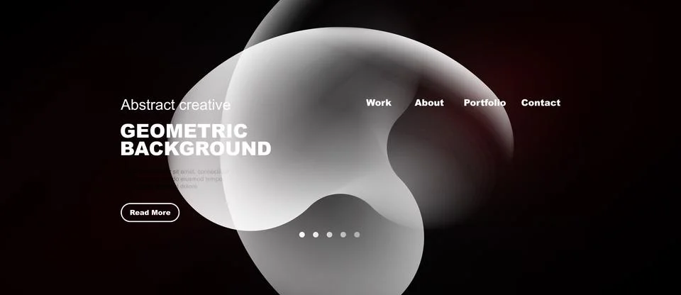 Modern website design features abstract shapes, dark background. Minimalist Stockillustratie