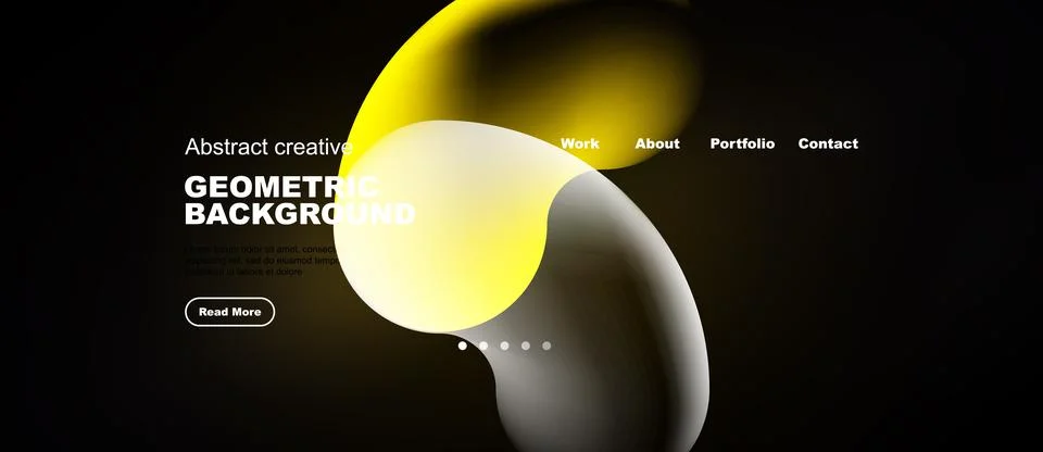 Modern website design features abstract shapes, yellow accents, dark backgr.. 스톡 일러스트