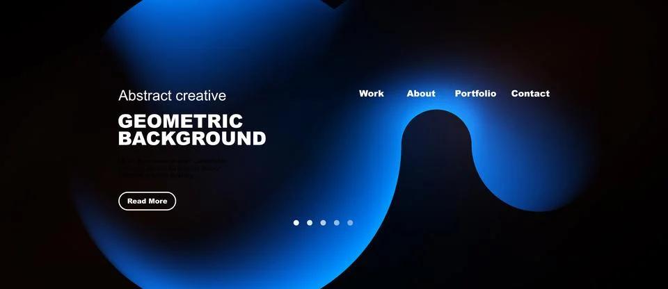 Modern website design features abstract blue shapes, text elements, navigatio Stock Illustration