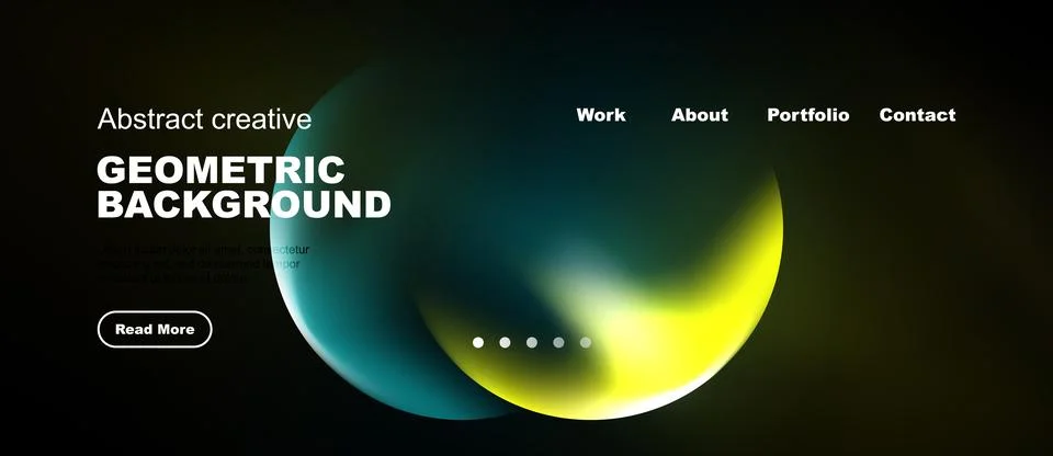 Modern website design features abstract shapes, vibrant colors, navigation .. Illustrazione stock