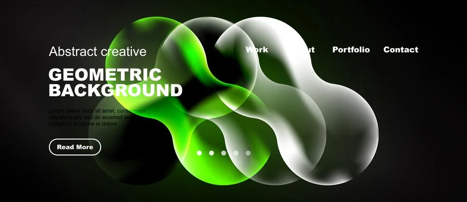 Modern website design features abstract green shapes, text, navigation elem.. 스톡 일러스트