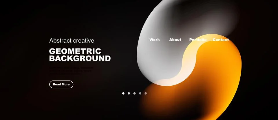 Modern website design features abstract shapes, text elements, navigation men Stock Illustration