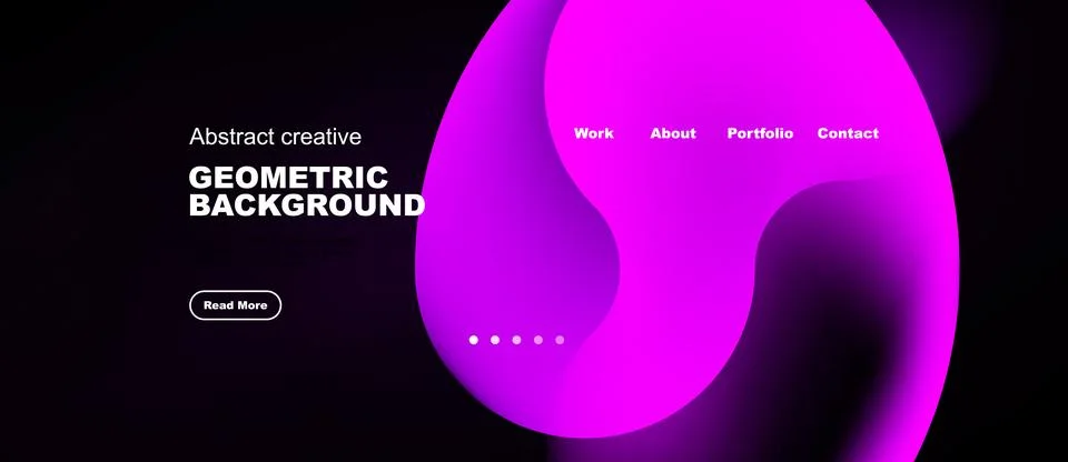 Modern website design features abstract pink shapes, text elements, navigatio Stock Illustration