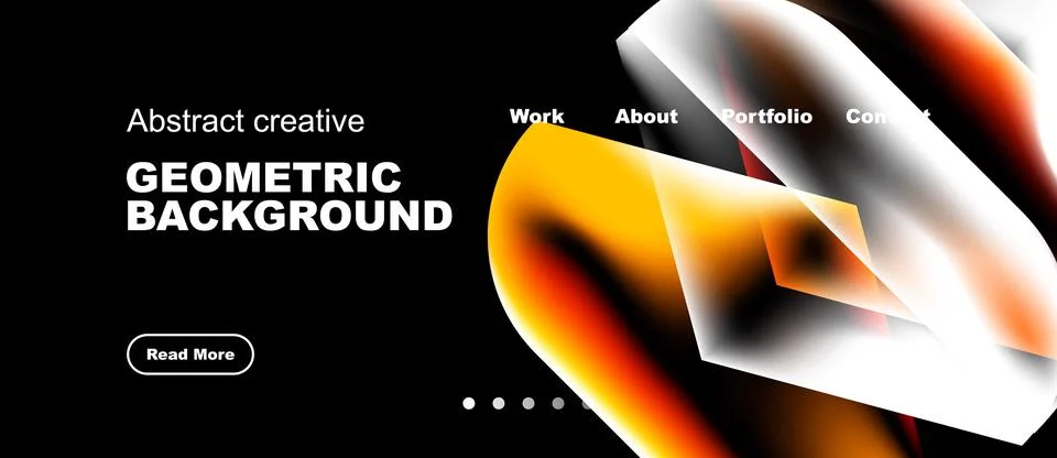 Modern website design features abstract geometric shapes, vibrant colors, dar イラスト素材