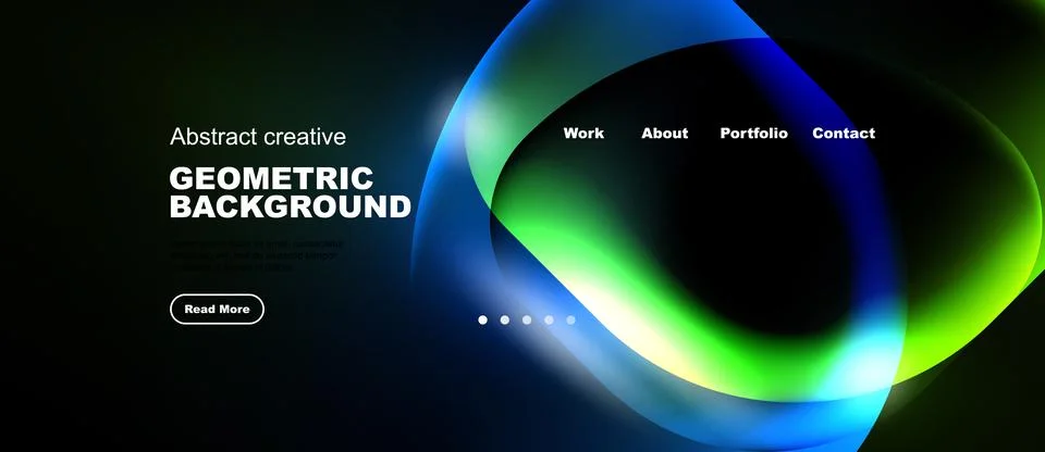 Modern website design features abstract shapes, vibrant colors, dark backgr.. Stock Illustration