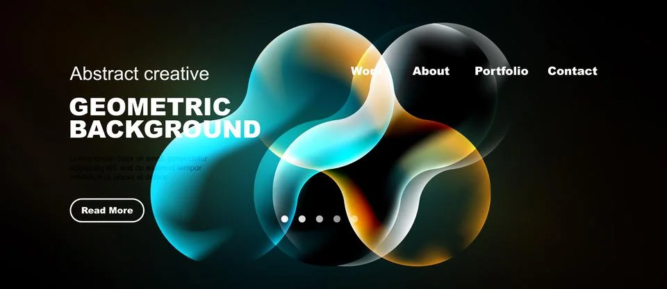 Modern website design features abstract shapes, vibrant colors, dark backgr.. Stock Illustration