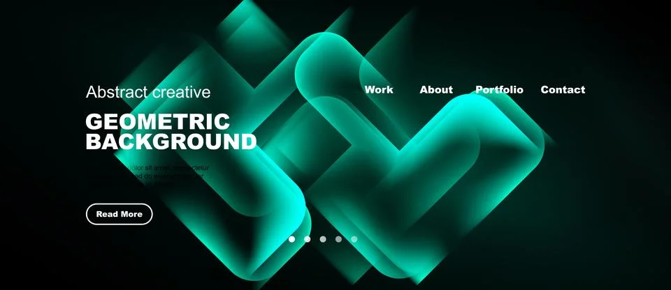Modern website design features abstract geometric shapes, teal color scheme, Stock Illustration