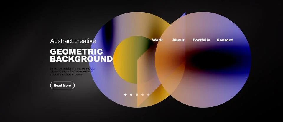 Modern website design features abstract geometric shapes, text elements, 库存插图