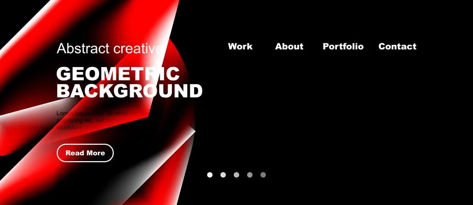 Modern website design features geometric shapes, red accents, black backgroun 스톡 일러스트
