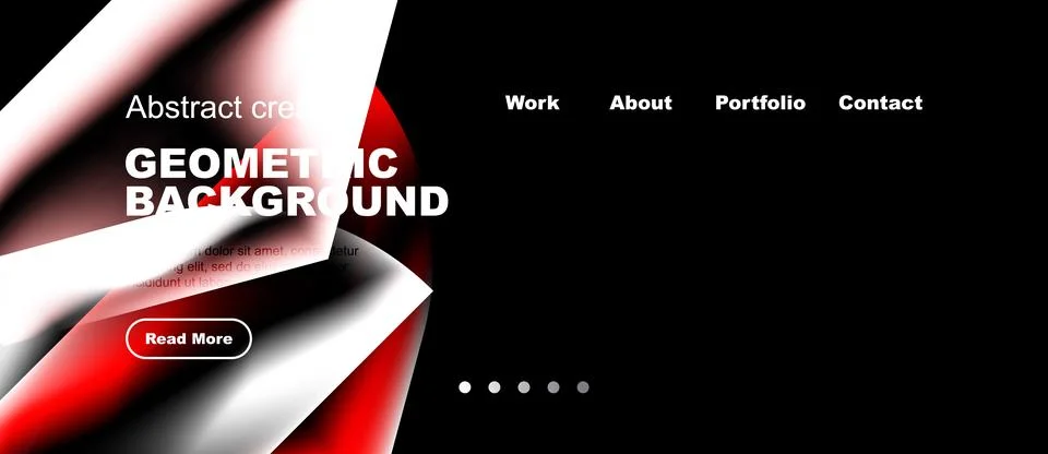 Modern website design features geometric shapes, red accents, black backgroun Stock Illustration